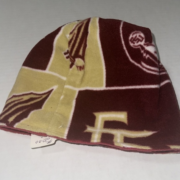 Handmade By Mad FSU Garnet & Gold Patterned Fleece Beanie Warm Cozy Size Large - Picture 5 of 7